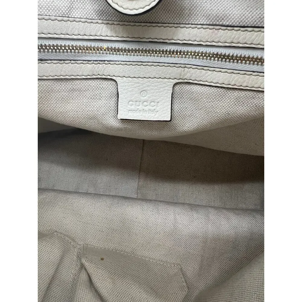 Gucci Vintage Web Leather Heritage Hobo Bag White Shoulder Bag - Picture 15 of 16